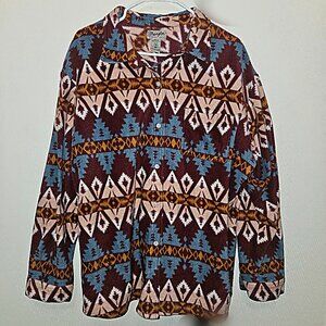 Wrangler Wrancher Western Fleece Button-Up Shacket Womens XXL